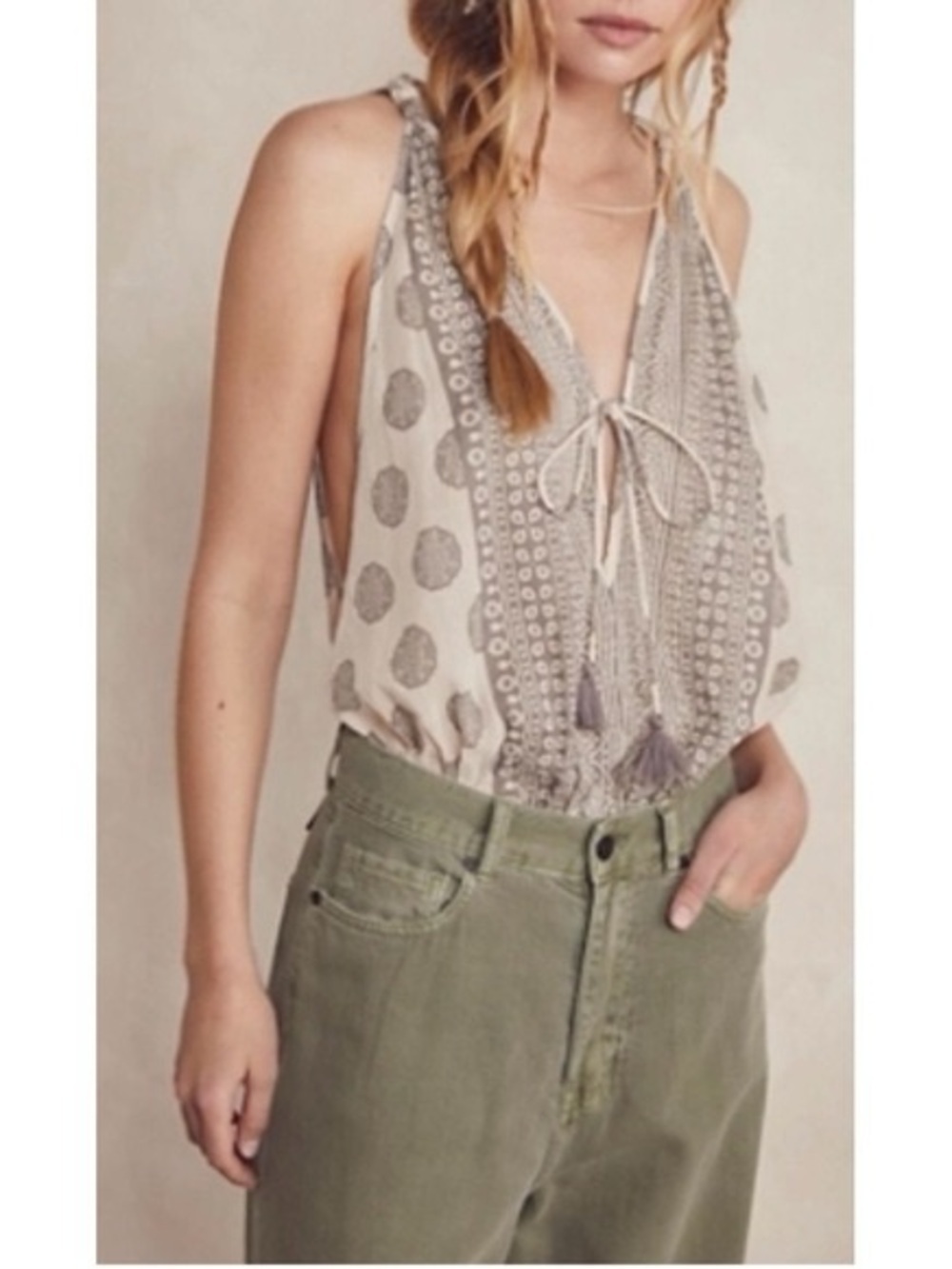 Free People Soul Of The Sun Bodysuit - Grey & Cream